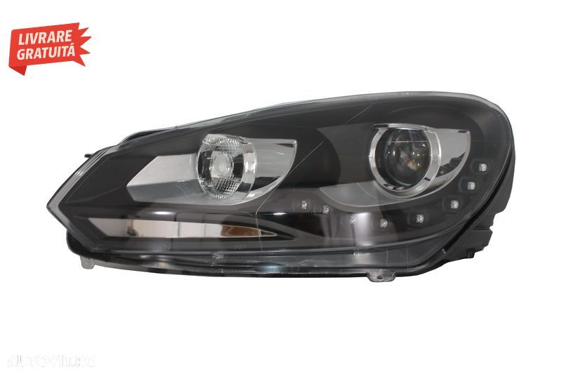 Faruri LED VW Golf 6 VI (10.2008-2012) DAYLIGHT DRL GTI Look Negru- livrare gratuita - 2