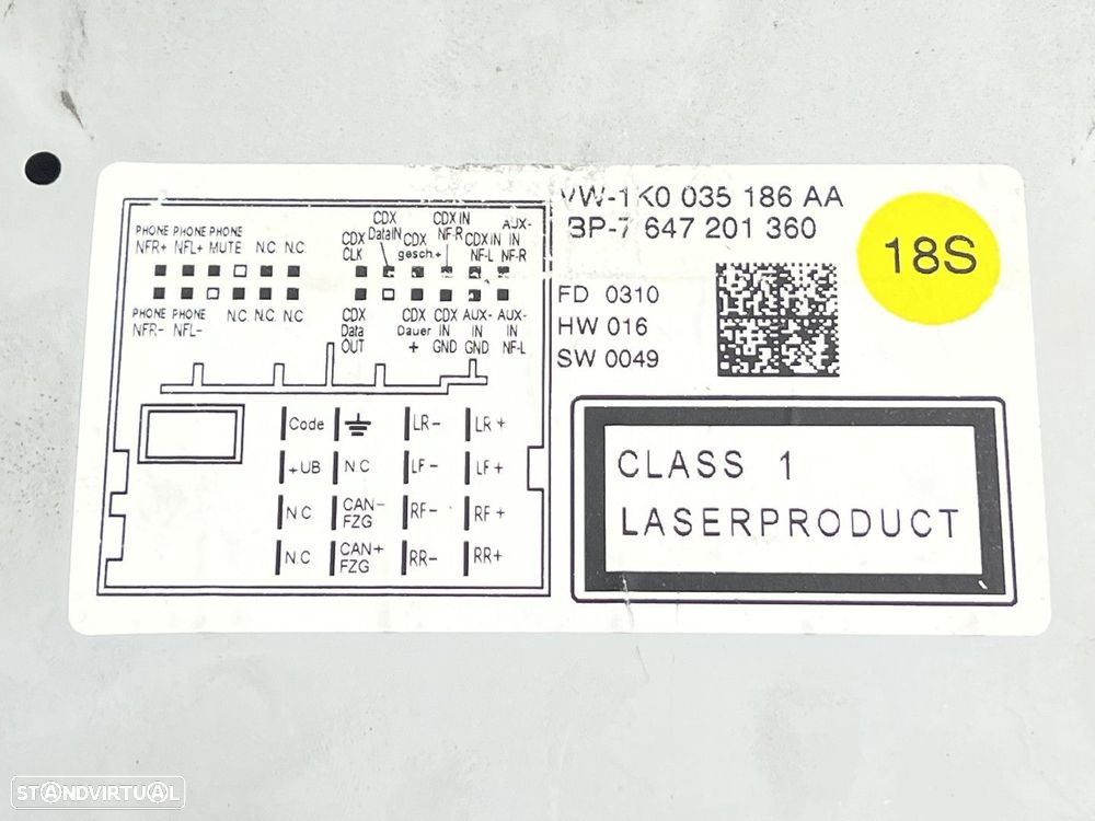 Rádio VW GOLF VI (5K1)1K0035186AA 1K0 035 186 AA - 3