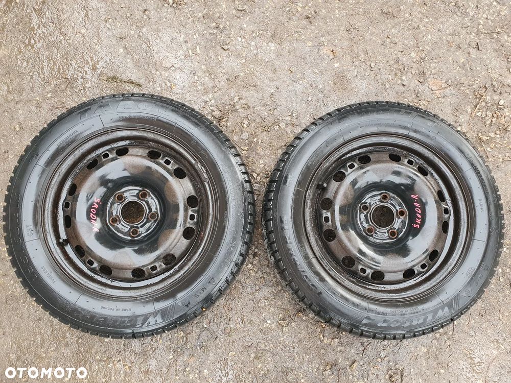 VW SEAT SKODA R15 2x KOŁO ZIMOWE / ZAPASOWE 15 6J ET43 5x100 57.1mm FELGA 6Q0601027M OPONA 195/60/R15 5.5 i 6mm 2020r POLO IV 6N IBIZA III CORDOBA II FABIA I II ROOMSTER - 1