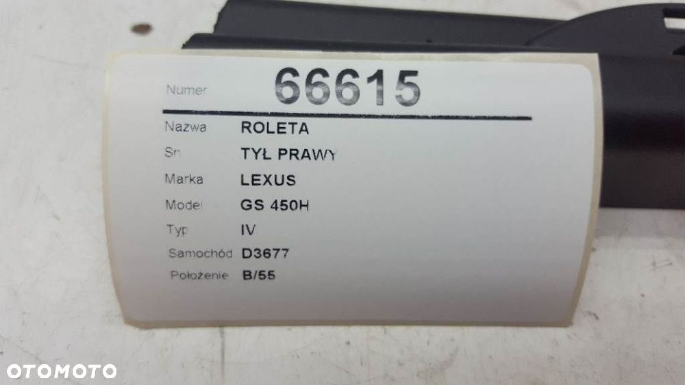 ROLETA DRZWI PRAWA TYŁ LEXUS GS 450H IV 2012 - 2