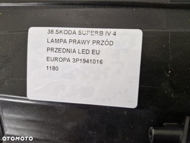 skoda superb 4 iv lampa prawy przód prawa przednia reflektor led eu 3p1941016 - 9
