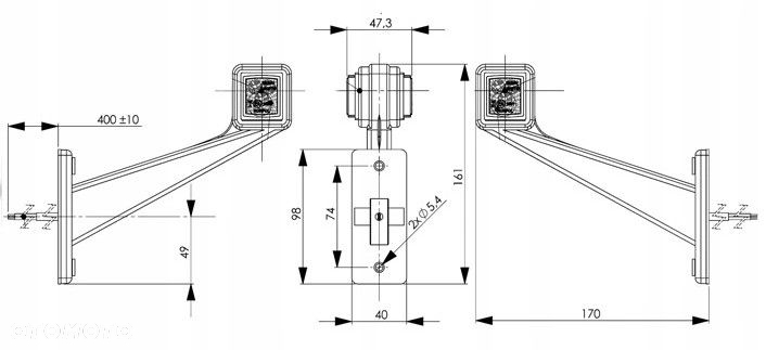 LAMPA OBRYSOWA LED OBRYSÓWKA BIAŁO CZERWONA LAWETA - 8