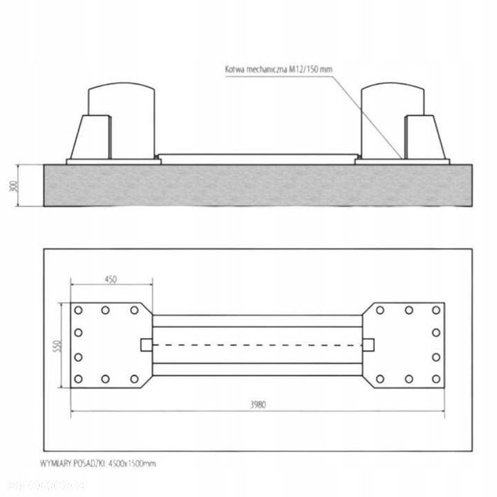Podnośnik dwukolumnowy łączony górą 5,5T 400V 1900mm MellPro - 4