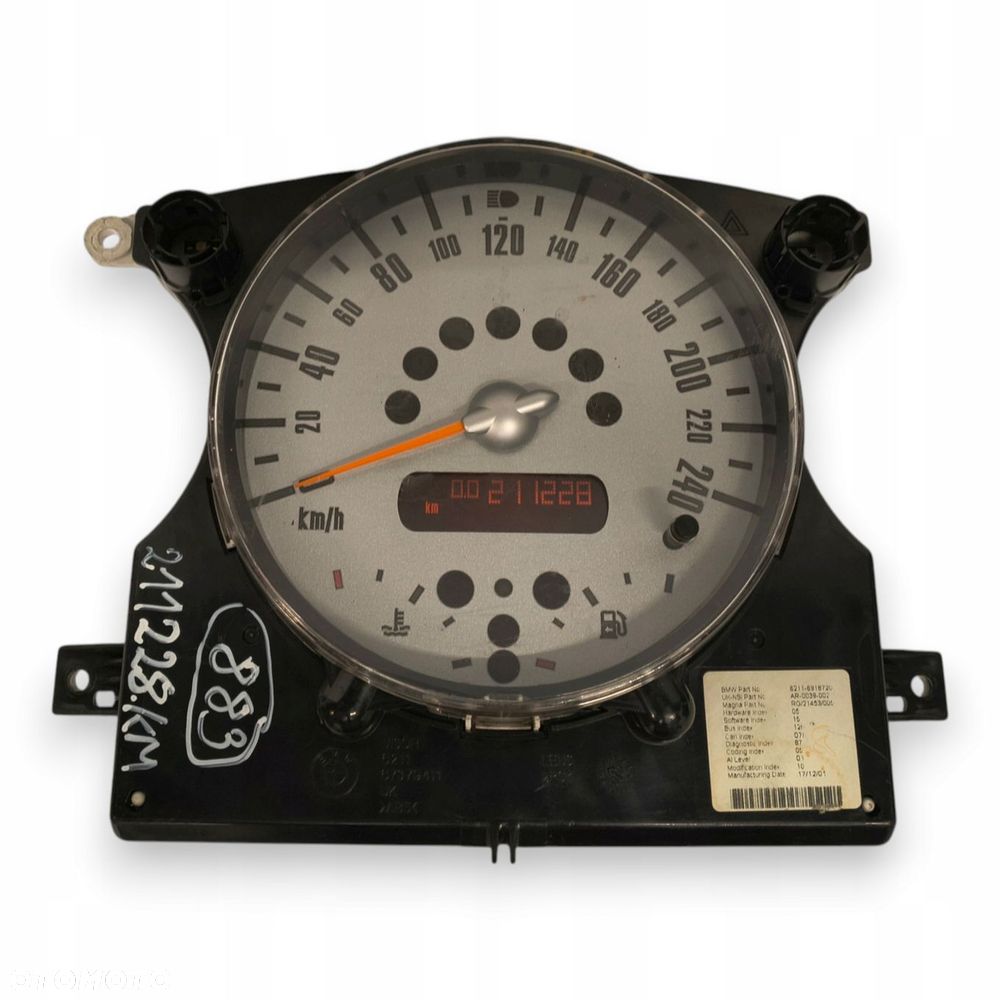 LICZNIK ZEGARY 6918720 Mini Cooper R50 R52 R53 1.6 16V benzyna 211 228km eu - 3
