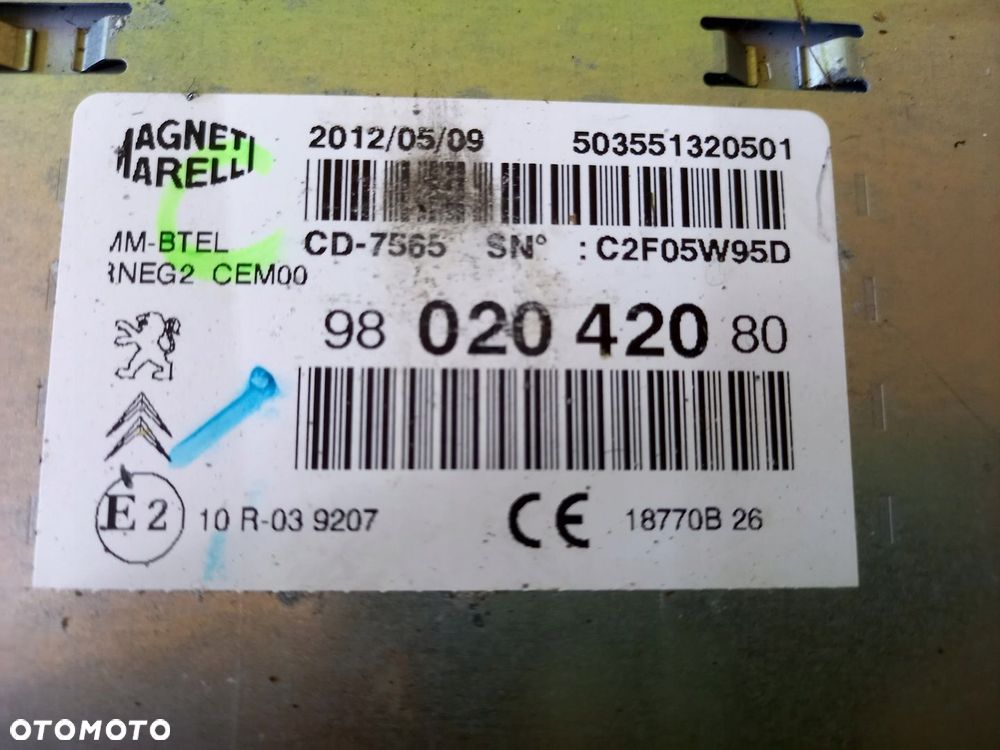 RADIO NAWIGACJA CZYTNIK 9802042080 CITROEN DS5 14R - 2