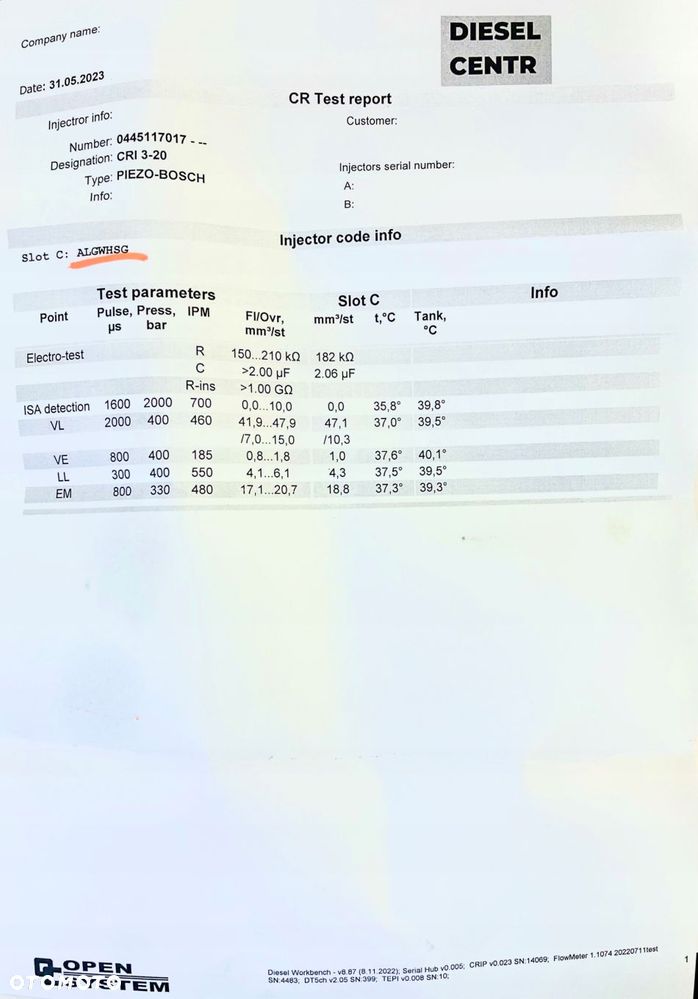 Wtryskiwacz 0445117017 0986435411 BMW 3.0 - 6