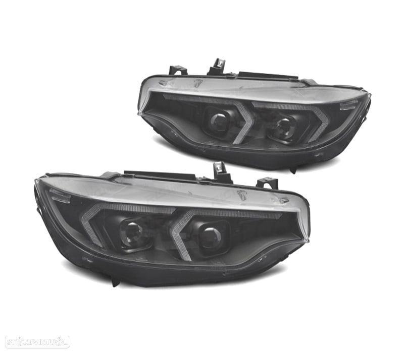 FARÓIS BMW F32 F33 13-17 XENON DRL PRETOS - 1