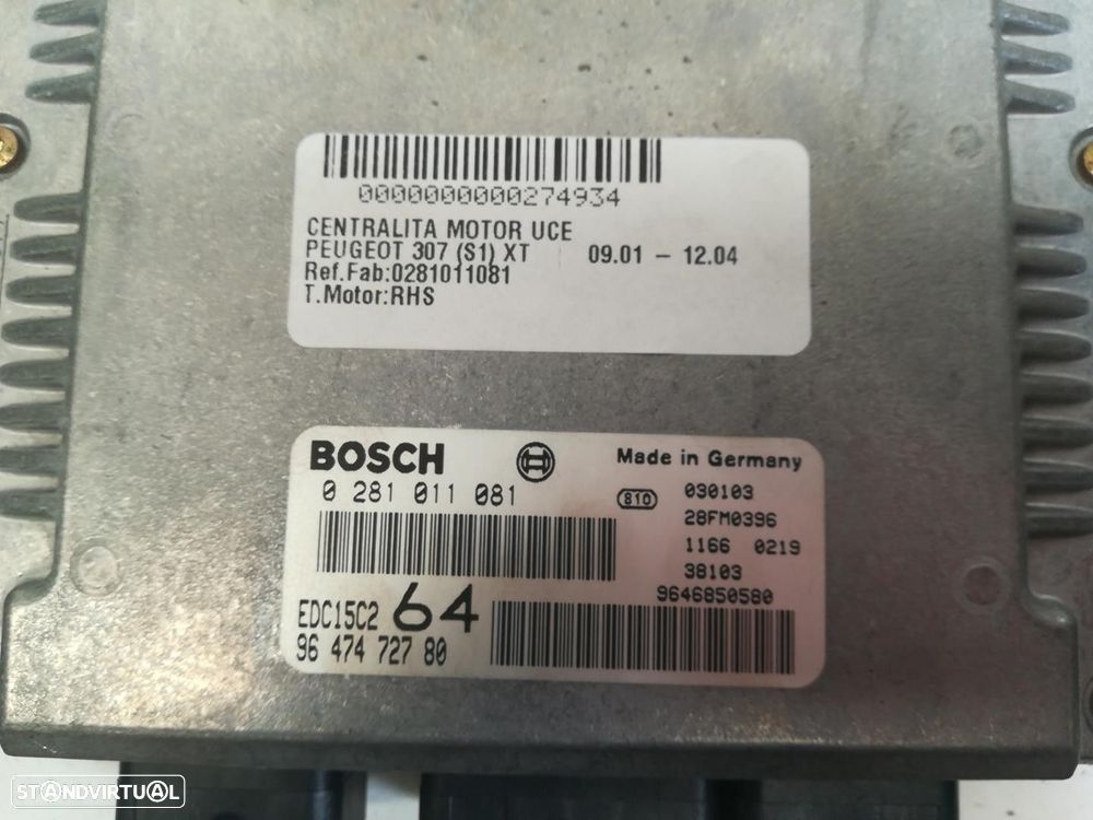 CENTRALINA MOTOR UCE PEUGEOT 307 2003 -0281011081 - 2