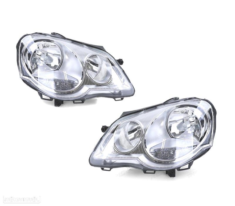 FARÓIS OPTICAS PARA VOLKSWAGEN VW POLO VI 05-09 CROMO - 1