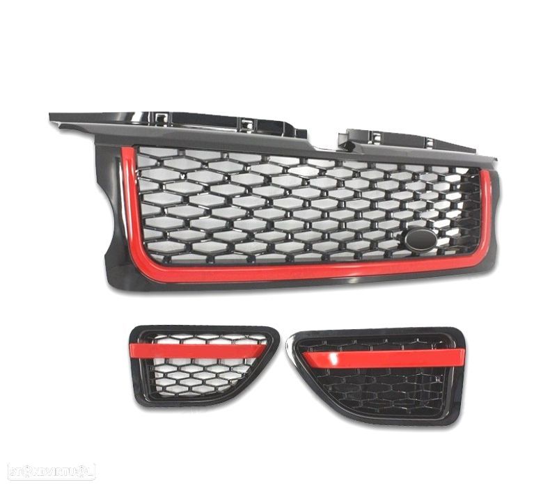GRELHAS FRONTAL + LATERAL BLACK RED EDITION RANGE ROVER SPORT 06-09 - 2