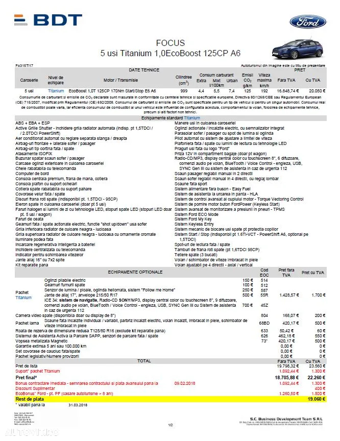 Ford Focus 1.0 EcoBoost Titanium - 18