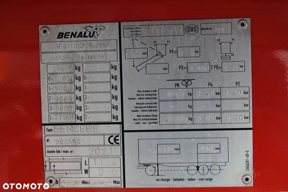 Benalu WYWROTKA 62 m3 / WAGA : 5900 KG / 2021 - 22