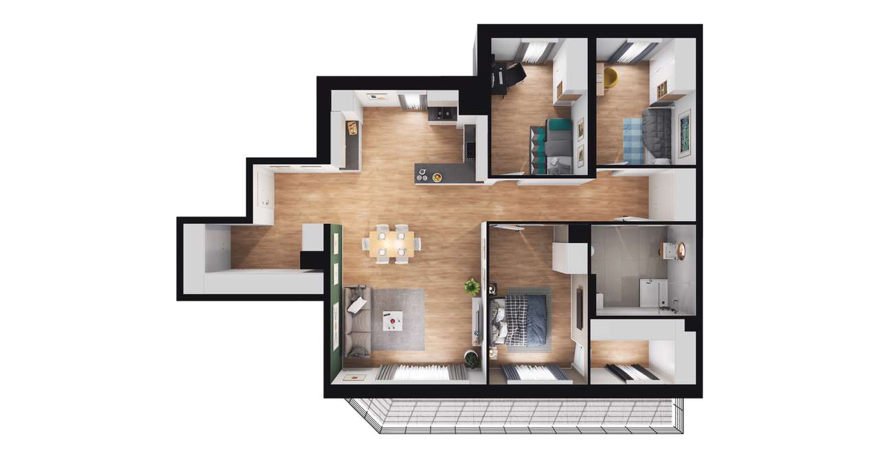 4-pokojowe mieszkanie 100m2 + balkon - Pełny obrazek: 3/8