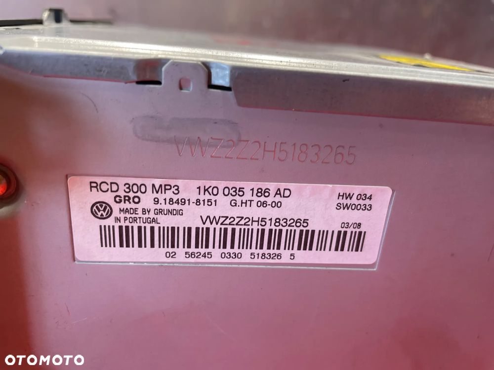 VOLKSWAGEN PASSAT B6 TOURAN GOLF V RADIO RADIOODTWARZACZ  1K0035186AD - 6