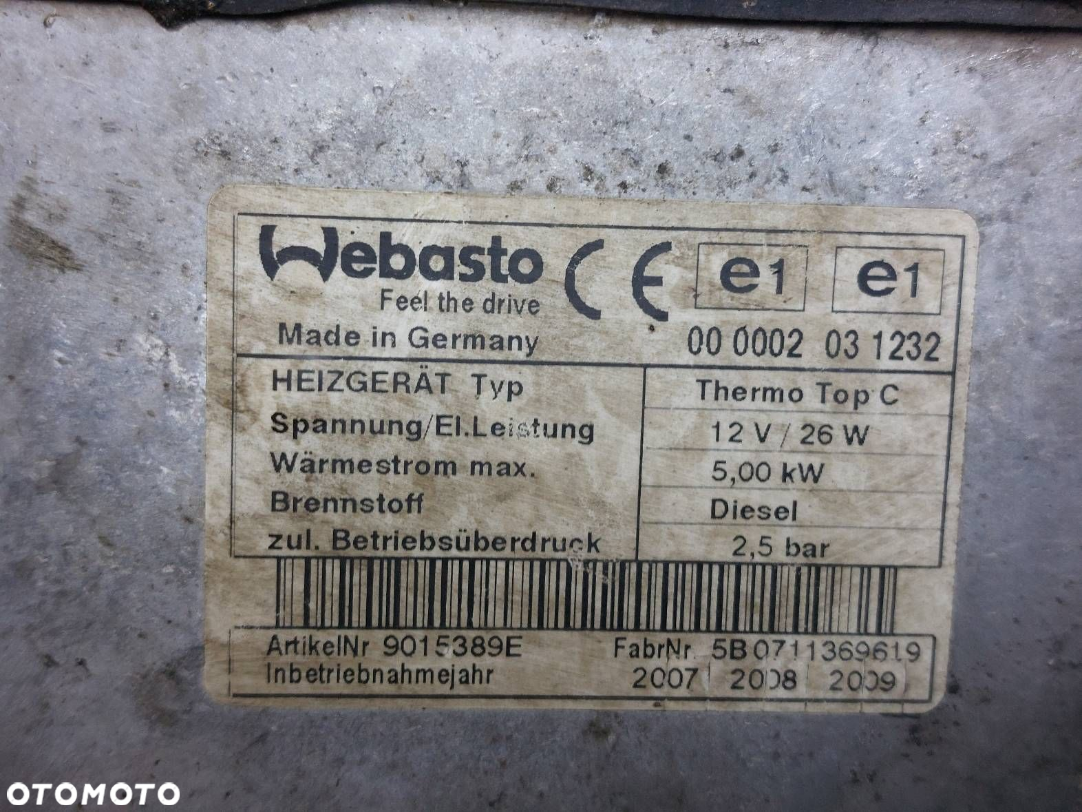 WEBASTO OGRZEWANIE POSTOJOWE + POMPKA WEBASTO MAZDA 6 II THERMO TOP C - 3