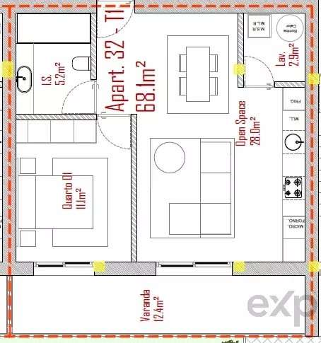 Apartamento T1 no Último Piso com Varanda e Piscina - Grande imagem: 3/10