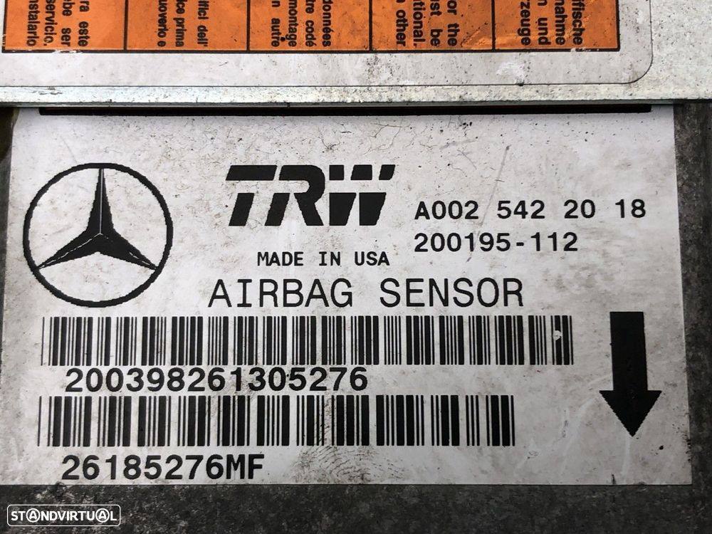 Centralina airbag  Usado MERCEDES-BENZ M-CLASS (W163) ML 320 A0025422018 A002 54... - 5