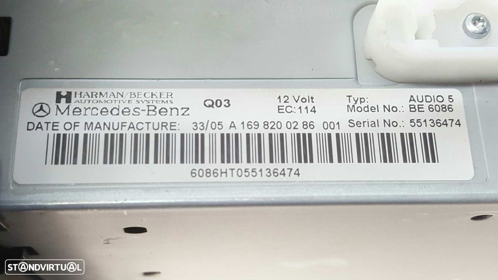 SISTEMA AUDIO / RADIO CD MERCEDES CLASE A (W169) A 180 CDI (169.007) - 6