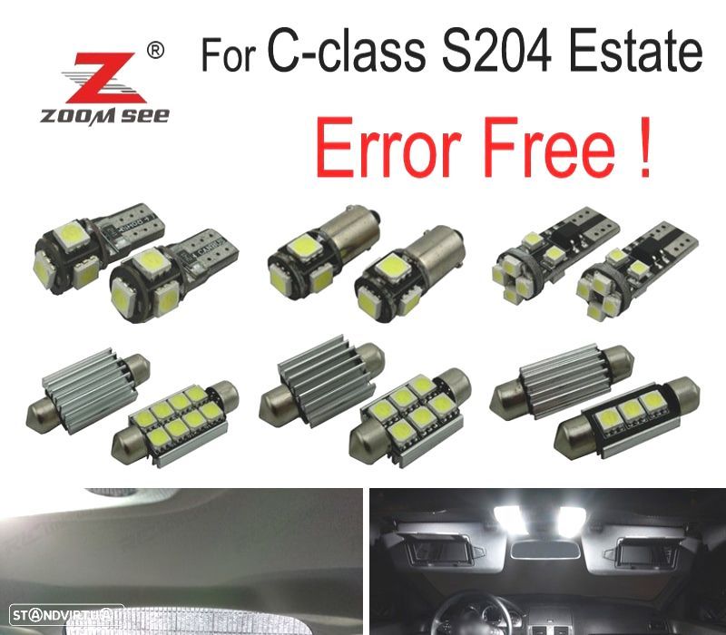 KIT COMPLETO DE 19 LÂMPADAS LED INTERIOR MERCEDES CLASE C S204 C180 C220 C230 C250 C280 C300 C320 C - 1
