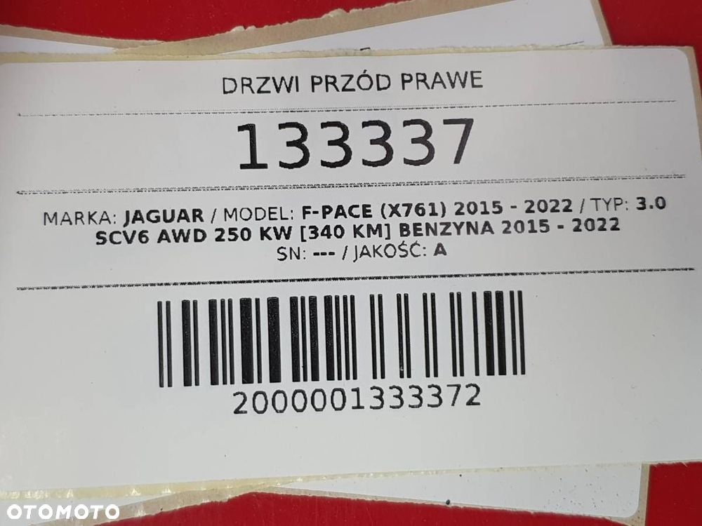 DRZWI PRZÓD PRAWE JAGUAR F-PACE X761 LRC NER POLARIS WHITE ORYGINAŁ - 14