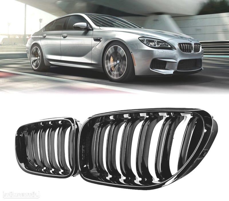 GRELHAS FRONTAIS BMW F06 F12 F13 11-18 LOOK M6 PRETO BRILHANTE - 1
