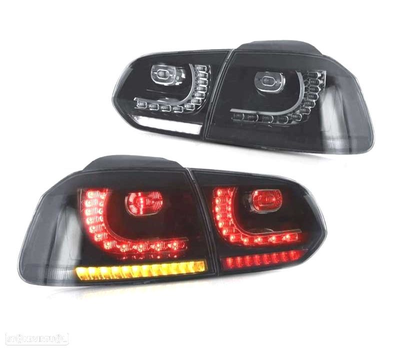FAROLINS VOLKSWAGEN VW GOLF 6 08-12 FULL LED DINÂMICOS FUMADOS LOOK R20 - 1
