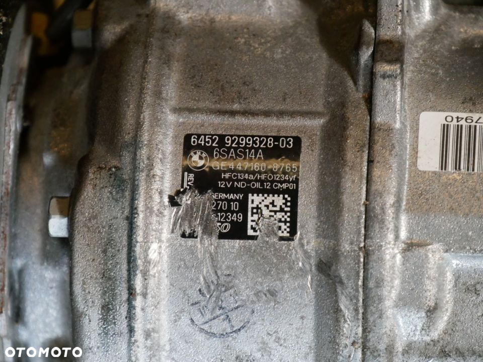 SPRĘŻARKA KLIMATYZACJI BMW F30 2.0B 16' 447160-8765  9299328-03 - 3