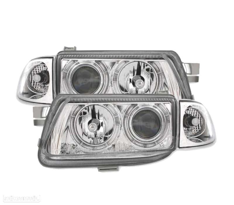 FARÓIS FRONTAIS ANGEL EYES PARA OPEL ASTRA F FUNDO CROMADO H1-H7 - 1