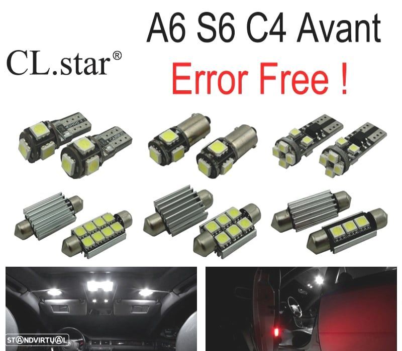 KIT COMPLETO DE 19 LÂMPADAS LED INTERIOR PARA AUDI A6 S6 C4 AVANT WAGON 1994-1997 - 1