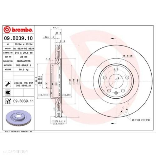 Set discuri frana Audi A4 (8k2, B8), 08.2007-12.2015, A4 Avant (8k5, B8), 11.2007-12.2015, A5 (8t3), 06.2007-01.2017, A5 Convertible (8f7), 02.2009-01.2017, A5 Sportback (8ta), 07.2007-01.2017, Q5 (8rb), 1 - 1