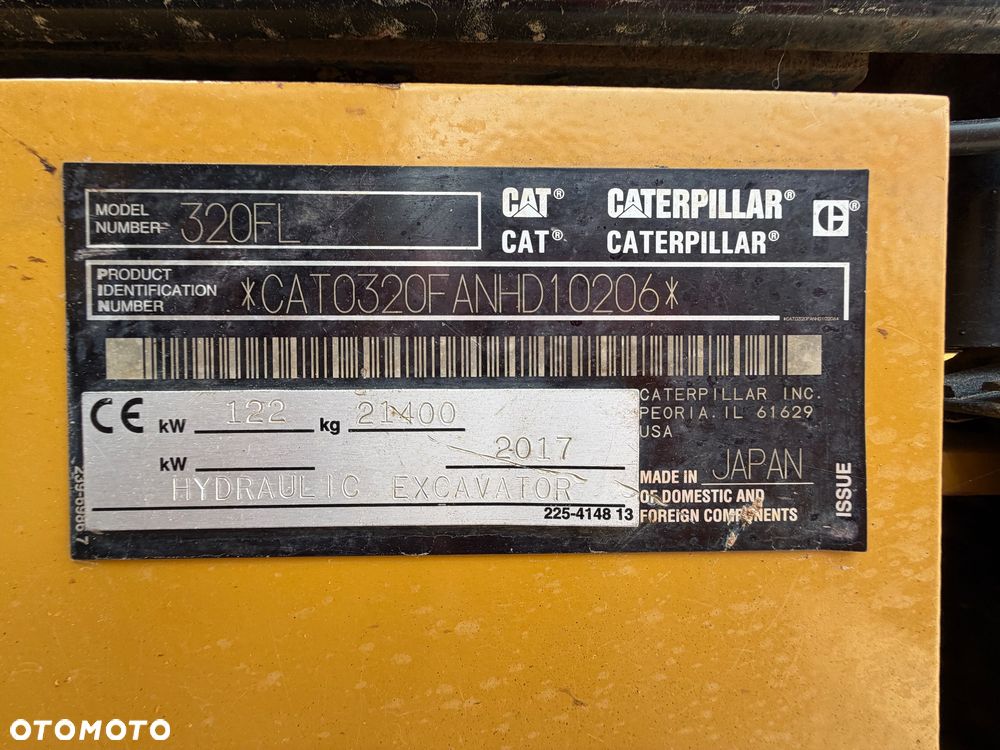 Caterpillar 320 FL tok 2017 kamery 360 stan wzorowy klepka 700mm koparka gąsienicowa 22 tony 122kW - 2