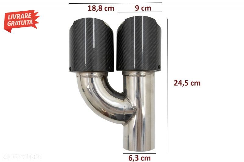 Difuzor Bara Spate si Ornamente toba Carbon Fiber Finisaj Lucios Audi A4 B8 Faceli- livrare gratuita - 13