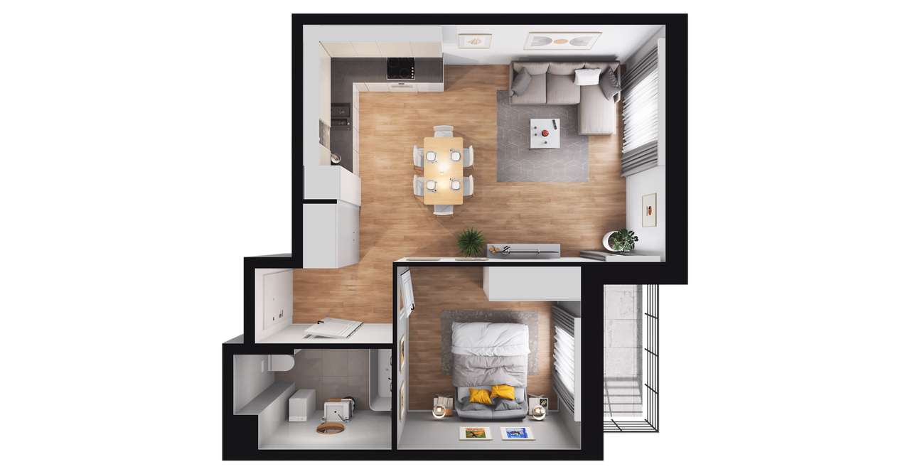 2-pokojowe mieszkanie 44m2 + balkon Bezpośrednio - Pełny obrazek: 2/16