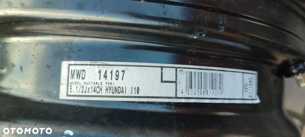FELGI STALOWE 4x100 5.5Jx14 CALI ET47 HYUNDAI I10 II 2 SZTUKI PARA - 8