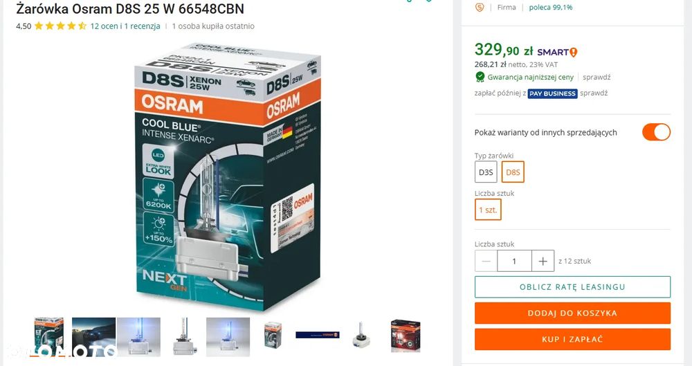 ŻARNIK ŻARÓWKA NOWE XENON KSENON D8S OSRAM XENARC 25W ORYGINALNE - 6