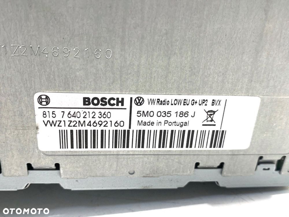RADIO  VW GOLF PLUS V (5M1, 521) 2004 - 2013 1.4 TSI 90 kW [122 KM] benzyna 2007 - 2013 5M0035186J - 4