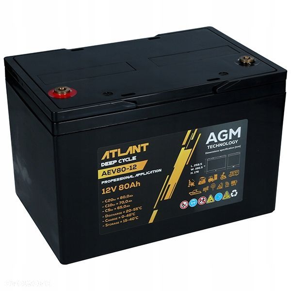 Akumulator ATLANT Deep Cycle 12V 80Ah AEV80-12 260168173 M6 - 1