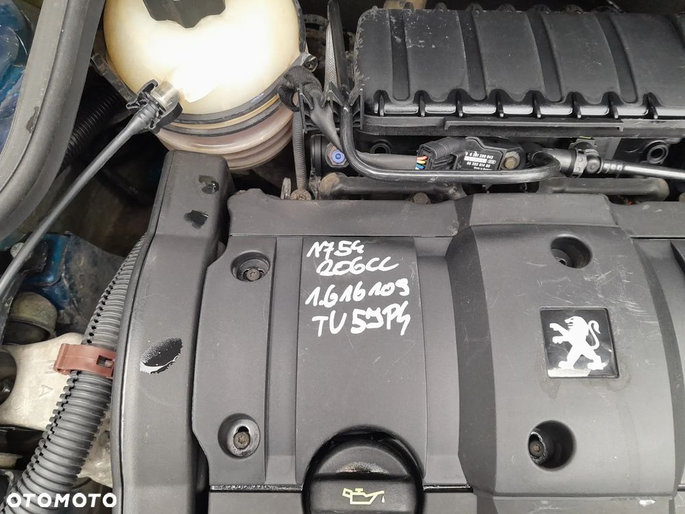 PEUGEOT 206 CC SILNIK 1.6 16V 109KM BENZYNA OZNACZENIE: TU5JP4 - 2