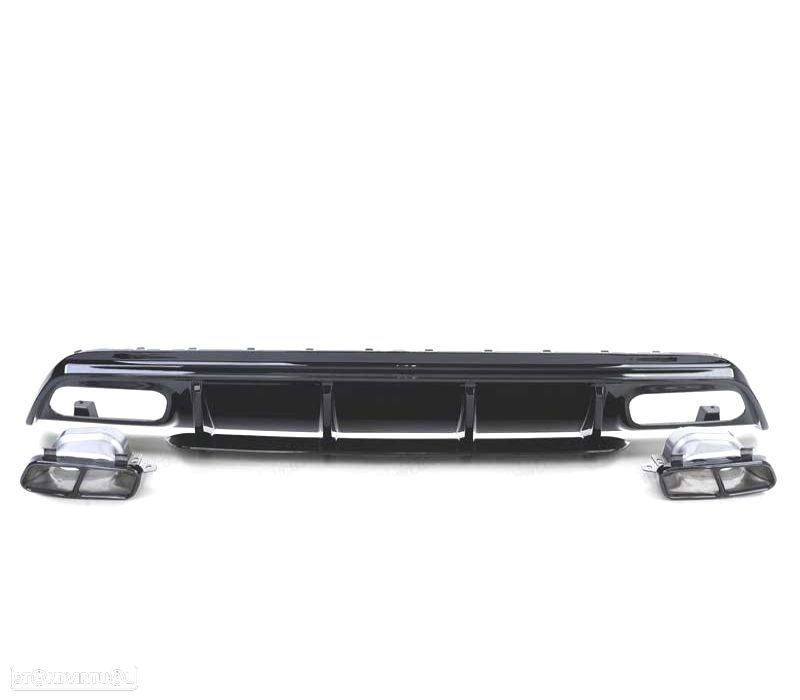 DIFUSOR TRASEIRO MERCEDES CLASE A W176 15-18 LOOK A45 AMG PRETO BRILHANTE + PONTEIRAS - 4