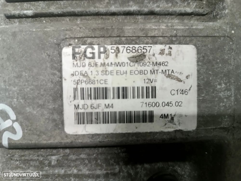 UNIDADE / CENTRALINA DO MOTOR LANCIA MUSA / FIAT IDEA 1.3JTD 51768657 MJD6JFM4 - 2