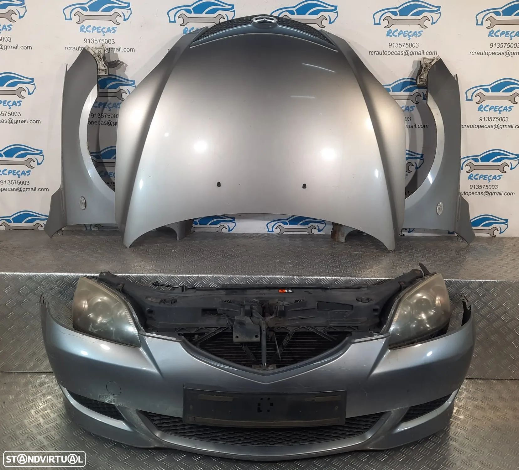 FRENTE COMPLETA MAZDA 3 BK CAPOT PARACHOQUES GUARDA-LAMAS OTICAS RADIADOR VENTILADOR FRENTE FIBRA REFORÇO - 1