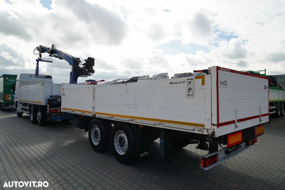 Mercedes-Benz / ACTROS 2548 / 6x2 / Combinație platformă rabatabilă - 6,5 m / Axă liftantă / + HDS FASSI / Rază de acțiune: 10,85 m / FIFTH FIFTH FIRST REAR / ROTATOR / FURCĂ PENTRU PALEȚI / Remorcă 6,5 m / SAF / - 6