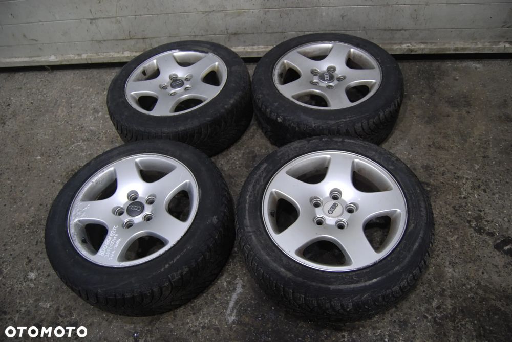 KOŁA FELGI ALUMINIOWE 8D0601025C 5X112 ET45 7J 205/55R16 OPONY ZIMOWE AUDI A6 C5 A4 B6 VW SEAT SKODA - 1