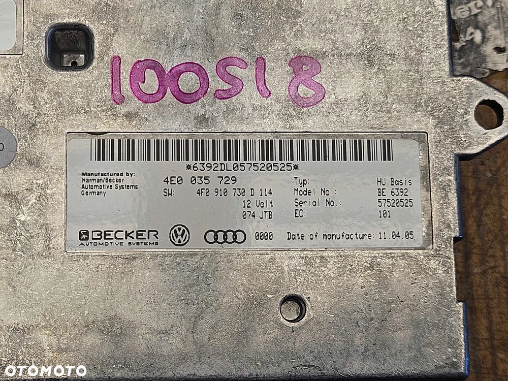 Modul 4E0035729 4F0910730D Sterownik Komputer MMI Interface Radio Navi Nawigacji Audi A6 C6 A8 D3 - 2