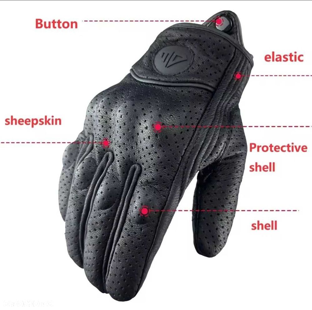 rękawice skórzane motocyklowe wzmacniane - 2