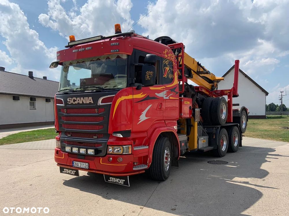 Scania R580 V8 2016r Scania R560 V8 2014r Scania R500 V8 2013r do drewna drzewa lasu dłużycy kłody dźwig epsilon loglift wózek doll huttner przyczepa do transportu drewna - 2
