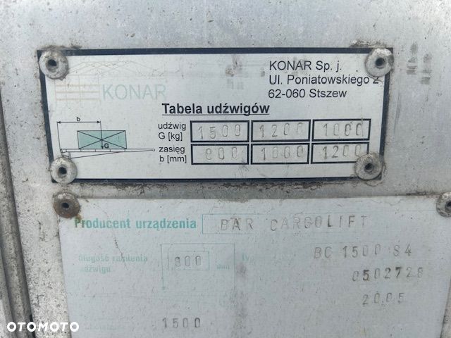 Winda załadowcza BAR cargolift 1500kg UDT do 2028 stan BDB podest - 7