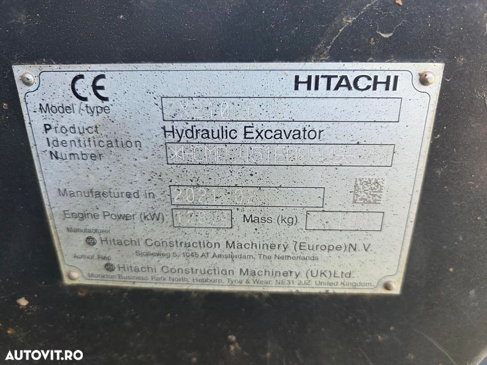 Hitachi ZX210LC-6, 2021, 2.676h, 23,1 tone, CUPLA RAPIDA HIDRAULICA, cupa 1,3mc, 3 pompe hidr, inst picon, camera spate si laterale, antifurt, latime 2,99m, ad sapare 7m, cons mediu 12l/h, lant 90% ok, posibil leasing-STARE CA NOU-PROMOTIE 99.750 Eur+Tva - 22