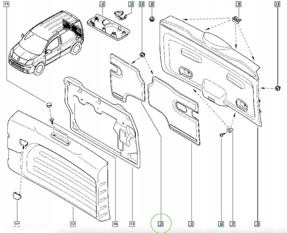 Kangoo 2 II CITAN Obudowa panel klapy bagażnika lewy A4157400870 NOWY OE