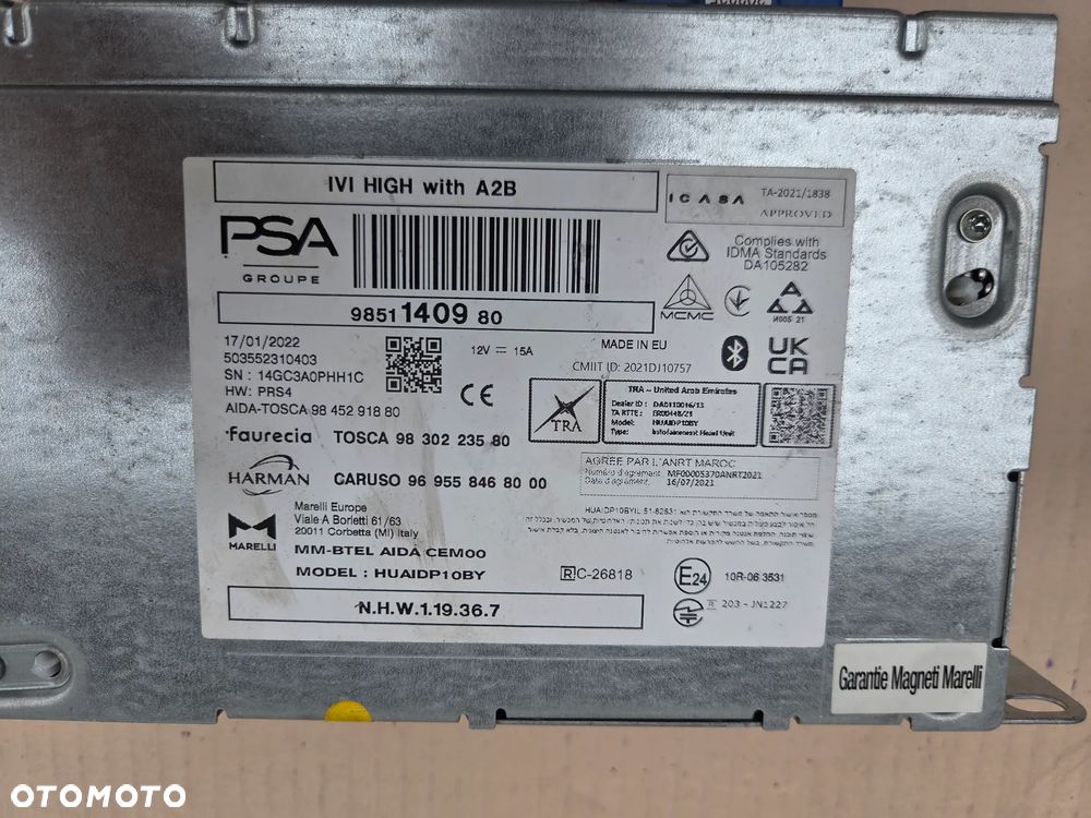 Radio nawigacja wyświetlacz Citroen C5X  9838912280  9851140980 - 13
